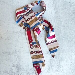 Purse Twilly Narrow Patterned Scarf Red